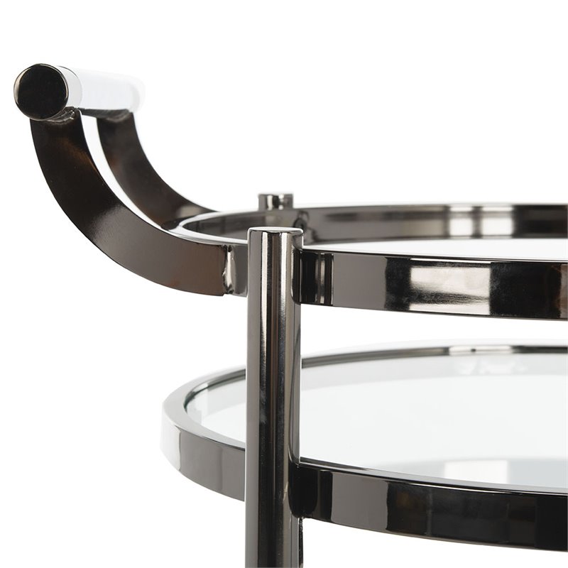 Safavieh Sienna 2 Tier Glass Bar Cart in Gunmetal