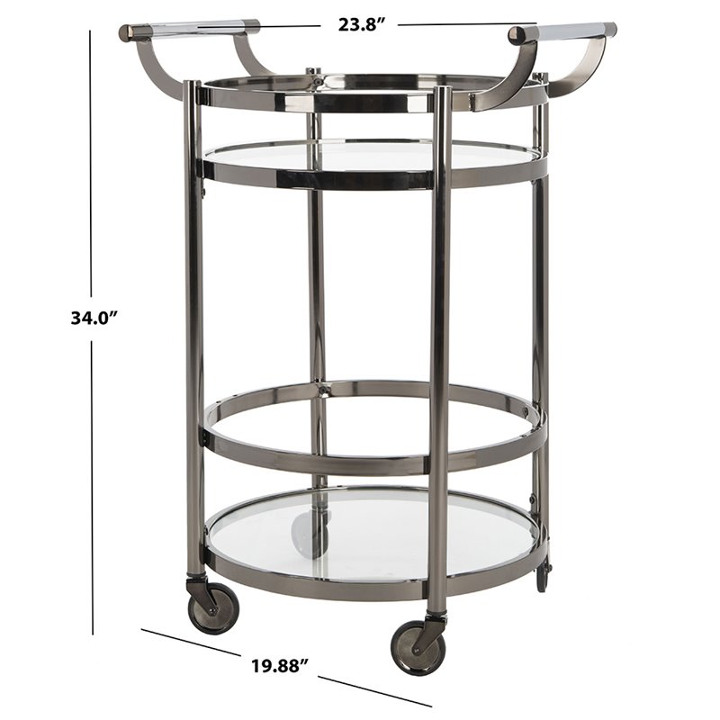 Safavieh Sienna 2 Tier Glass Bar Cart in Gunmetal