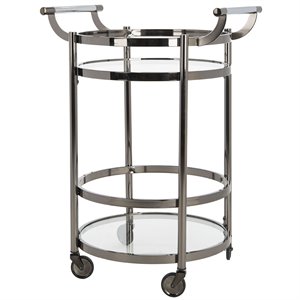 Safavieh Sienna 2 Tier Glass Bar Cart in Gunmetal