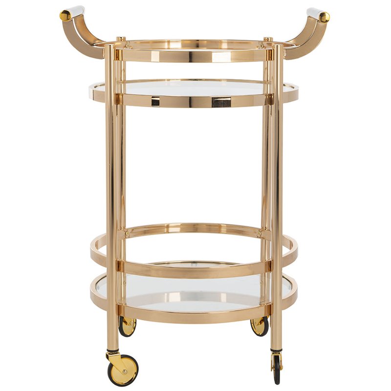 Safavieh Sienna 2 Tier Glass Bar Cart in Gold