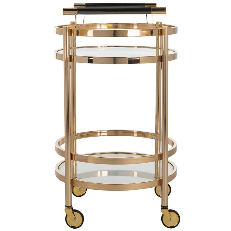 Safavieh Sienna 2 Tier Glass Bar Cart in Gold