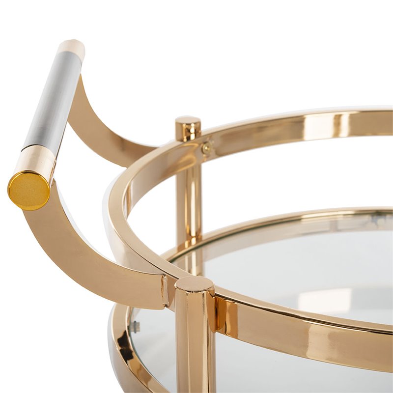 Safavieh Sienna 2 Tier Glass Bar Cart in Gold