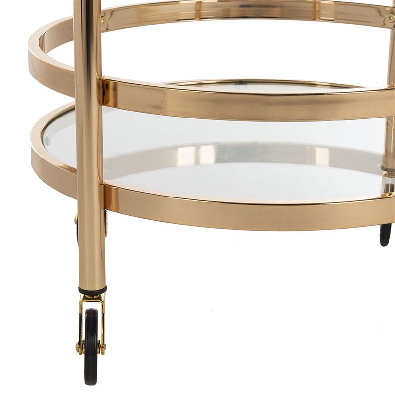 Safavieh Sienna 2 Tier Glass Bar Cart in Gold