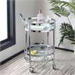 Safavieh Sienna 2 Tier Glass Bar Cart in Chrome