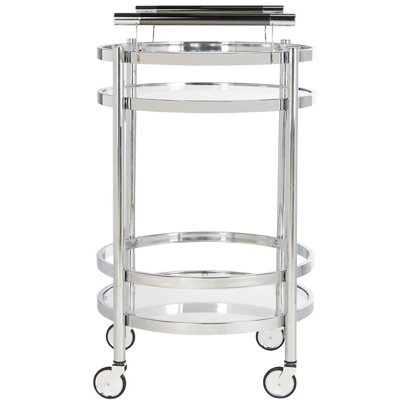 Safavieh Sienna 2 Tier Glass Bar Cart in Chrome