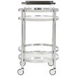 Safavieh Sienna 2 Tier Glass Bar Cart in Chrome