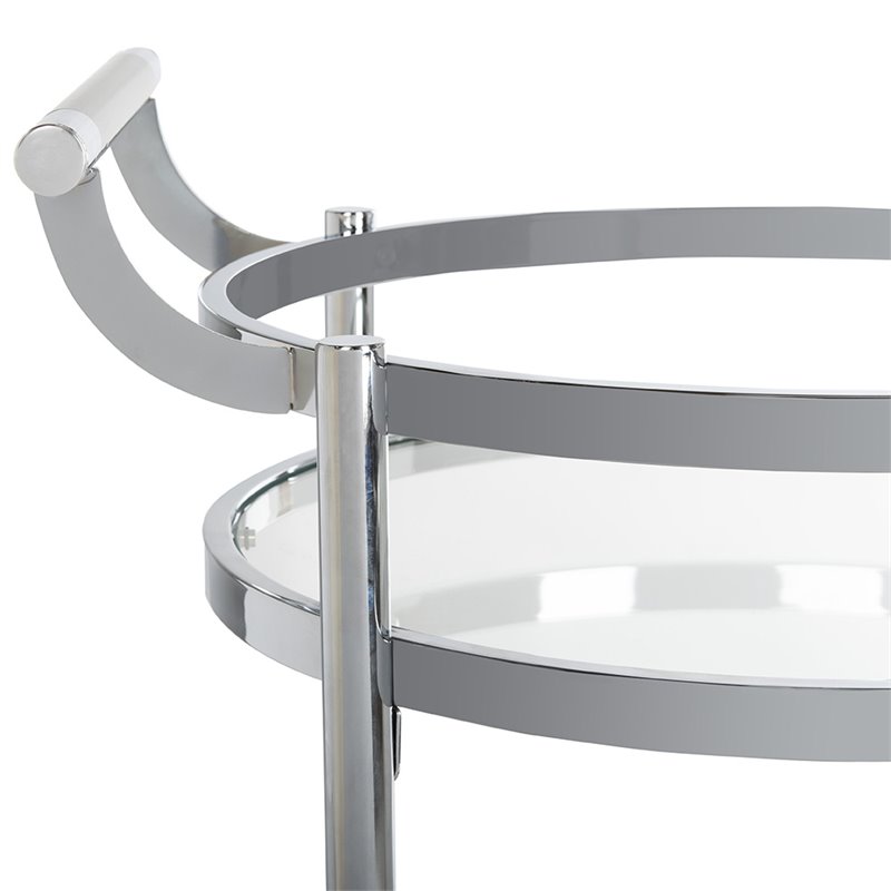 Safavieh Sienna 2 Tier Glass Bar Cart in Chrome