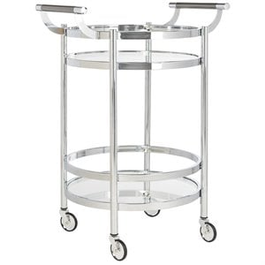 Safavieh Sienna 2 Tier Glass Bar Cart in Chrome