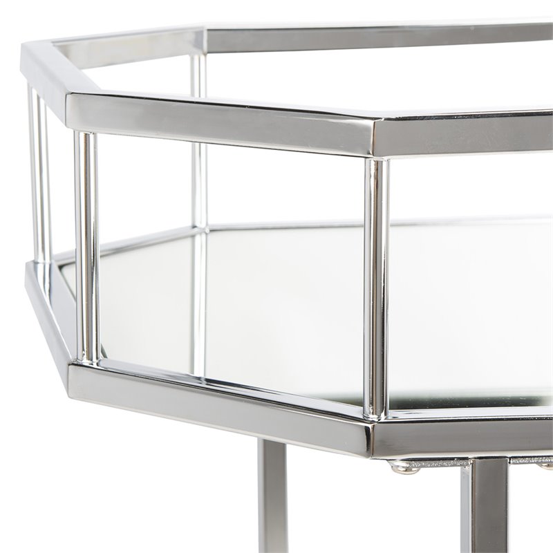 Safavieh Silva 2 Tier Mirrored Bar Cart in Silver