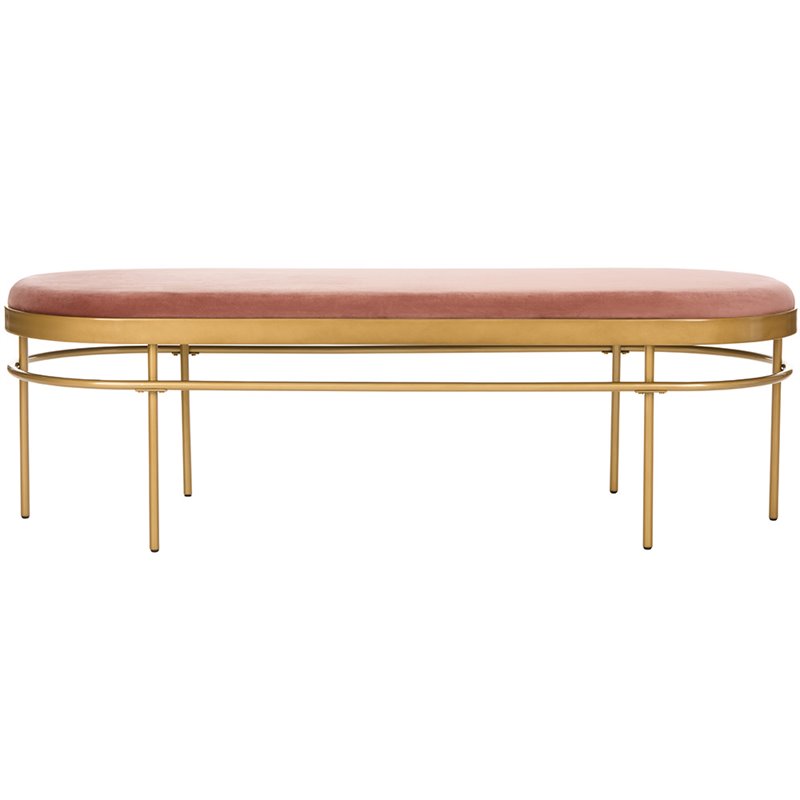 Safavieh Sylva Velvet Bedroom Bench in Dusty Rose and Gold