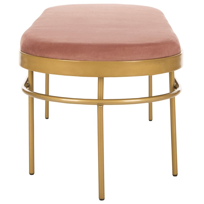 Safavieh Sylva Velvet Bedroom Bench in Dusty Rose and Gold