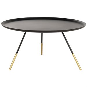 Safavieh Orson 29&quot Round Metal Coffee Table in Black and Gold