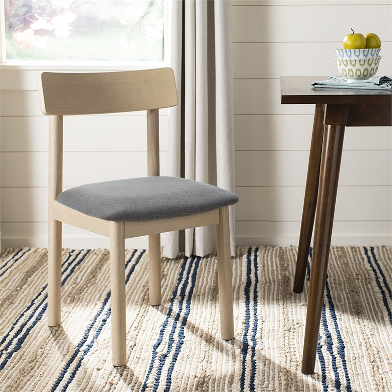 Safavieh Lizette Dining Side Chair in White Oak and Gray (Set of 2)