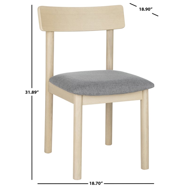 Safavieh Lizette Dining Side Chair in White Oak and Gray (Set of 2)