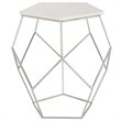 Safavieh Abella Marble Top Accent End Table in Silver