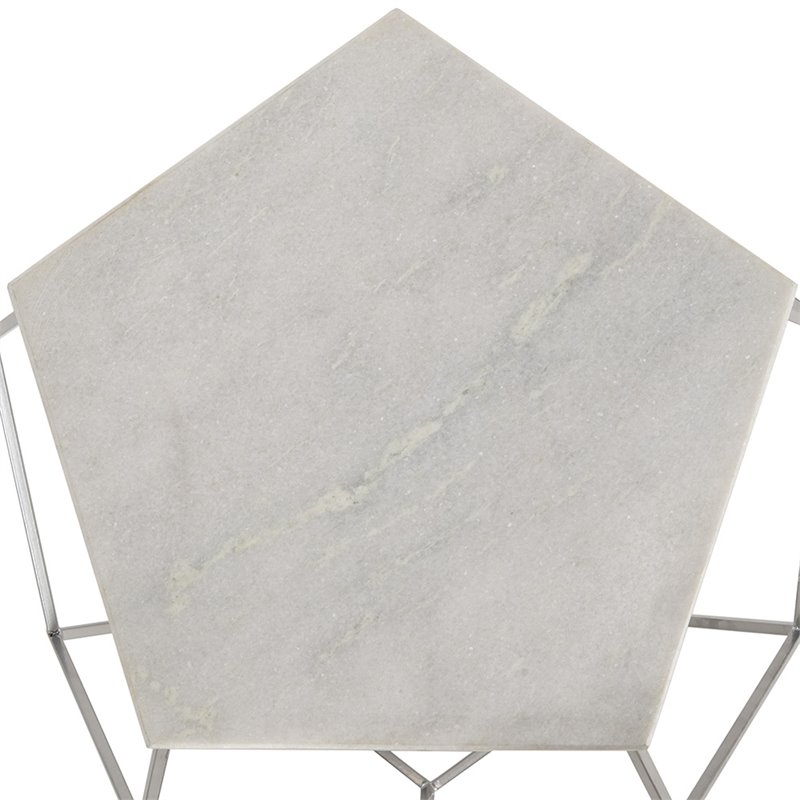 Safavieh Abella Marble Top Accent End Table in Silver