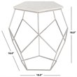 Safavieh Abella Marble Top Accent End Table in Silver