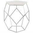 Safavieh Abella Marble Top Accent End Table in Silver
