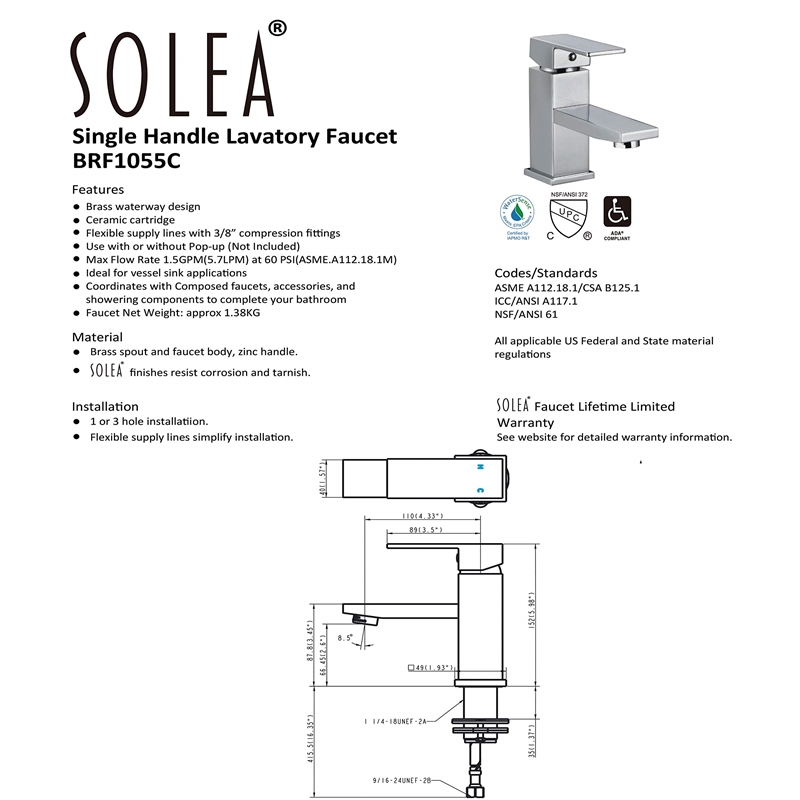 Safavieh Bliss Bathroom Faucet in Chrome