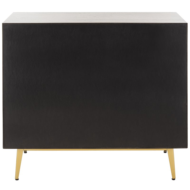 Safavieh Katia 3 Drawer Nightstand in Walnut and Gold