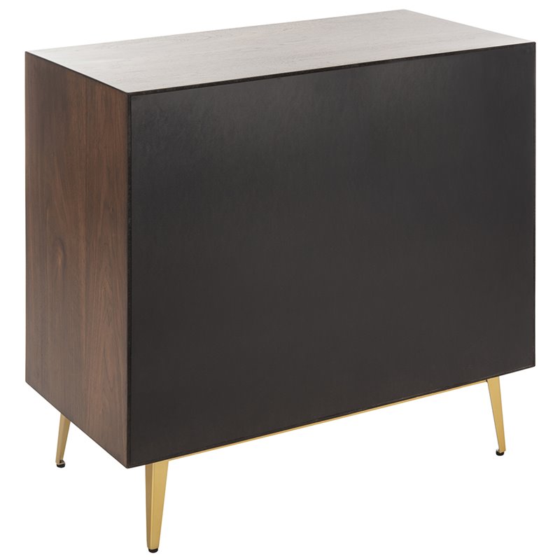 Safavieh Katia 3 Drawer Nightstand in Walnut and Gold