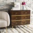 Safavieh Katia 3 Drawer Nightstand in Walnut and Gold