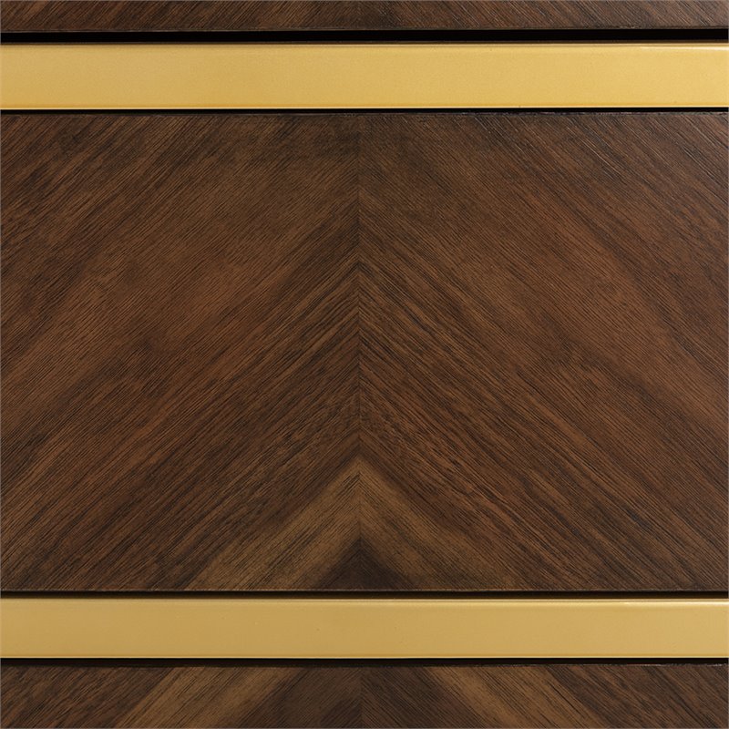 Safavieh Katia 3 Drawer Nightstand in Walnut and Gold