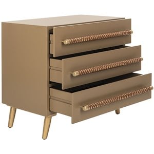 Safavieh Raquel 3 Drawer Nightstand in Light Brown