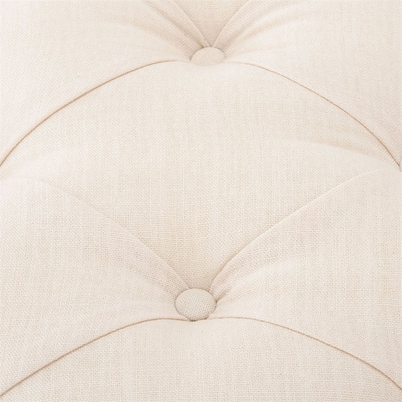 Safavieh Liam Tufted Storage Ottoman Bench in Light Beige and Dark Oak