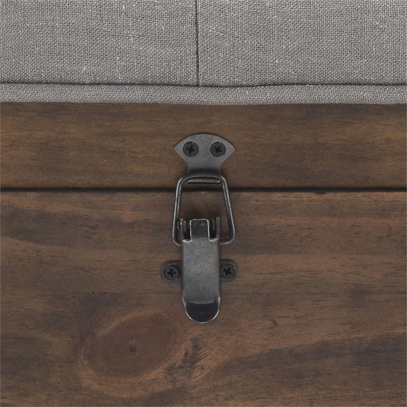 Safavieh Liam Tufted Storage Ottoman Bench in Gray and Dark Oak