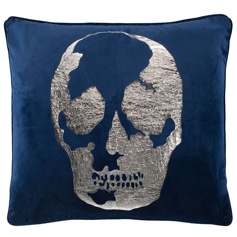 Safavieh Rayen Skull Throw Pillow in Blue and Gray
