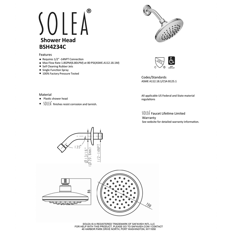 Safavieh Exhale Bathroom Shower Head in Chrome