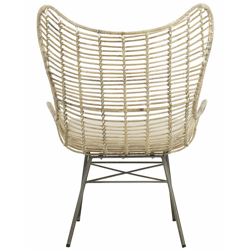 Safavieh Malia Rattan Wingback Accent Chair in White Wash and Gray