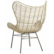 Safavieh Malia Rattan Wingback Accent Chair in White Wash and Gray