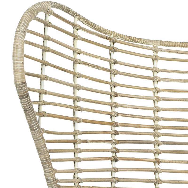 Safavieh Malia Rattan Wingback Accent Chair in White Wash and Gray