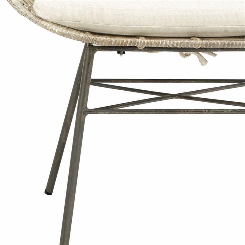 Safavieh Malia Rattan Wingback Accent Chair in White Wash and Gray