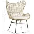 Safavieh Malia Rattan Wingback Accent Chair in White Wash and Gray
