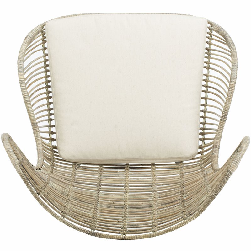 Safavieh Malia Rattan Wingback Accent Chair in White Wash and Gray