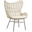 Safavieh Malia Rattan Wingback Accent Chair in White Wash and Gray