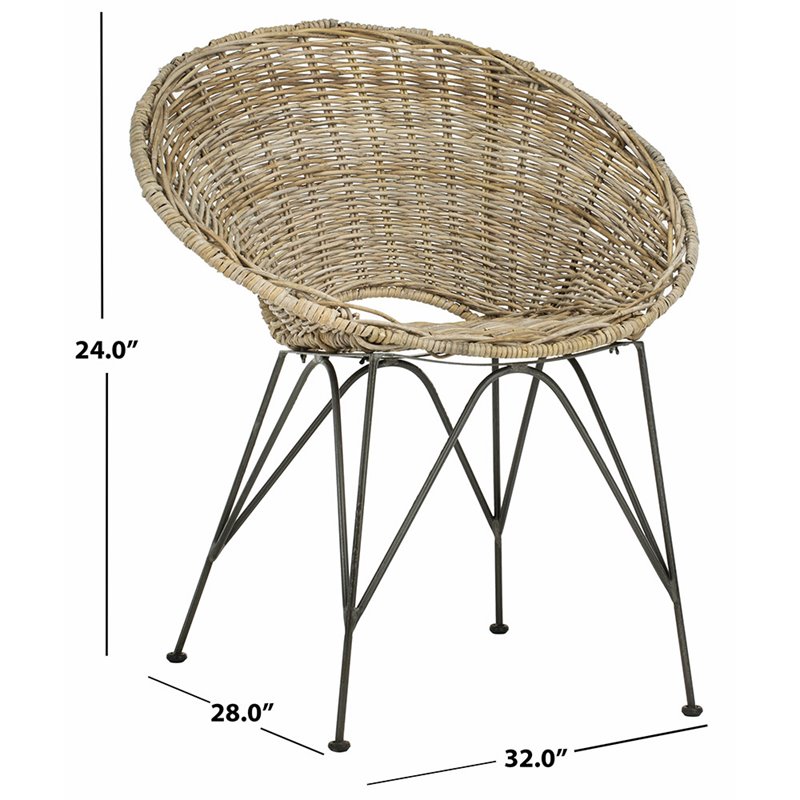 Safavieh Sierra Rattan Accent Chair in Gray Wash