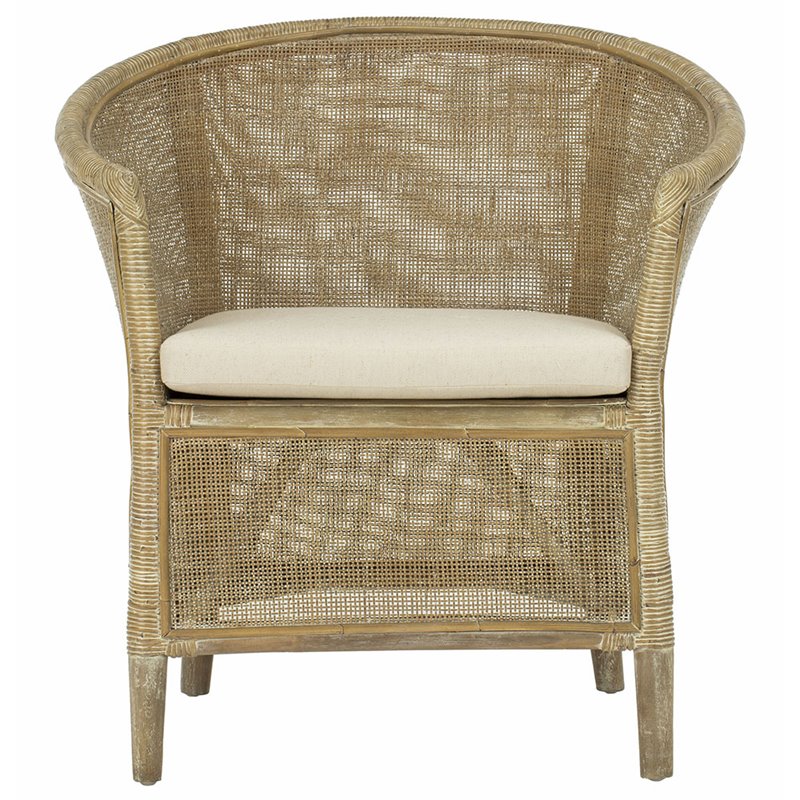 Safavieh Alexana Rattan Accent Chair in White Wash and Off White