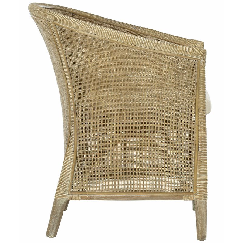 Safavieh Alexana Rattan Accent Chair in White Wash and Off White