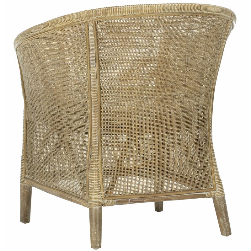 Safavieh Alexana Rattan Accent Chair in White Wash and Off White