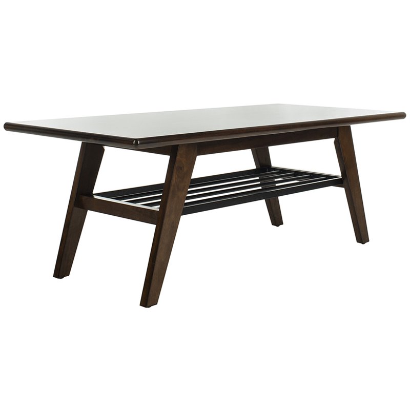 Safavieh Seth 2 Tier Coffee Table in Dark Walnut and Black