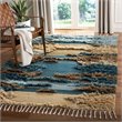 Safavieh Kenya 9' x 12' Hand Knotted Shag Wool Rug in Blue and Beige