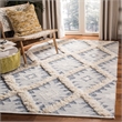 Safavieh Kenya 6' x 9' Hand Woven Shag Wool Rug in Silver and Ivory