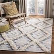 Safavieh Kenya 9' x 12' Hand Woven Shag Wool Rug in Silver and Ivory