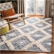 Safavieh Kenya 6' x 9' Hand Woven Shag Wool Rug in Blue and Ivory