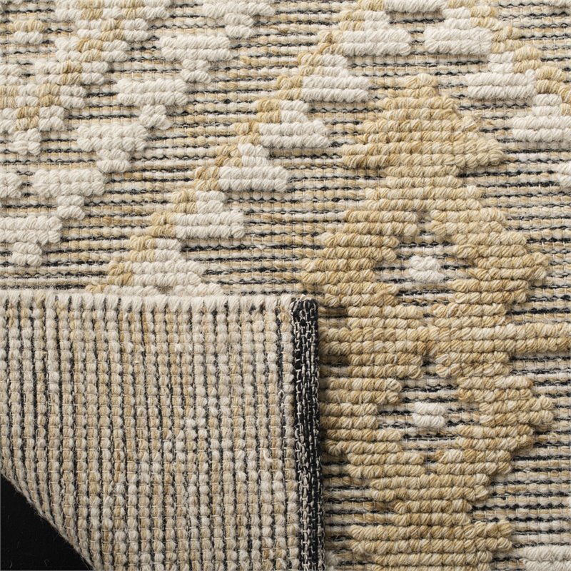 Safavieh Kenya 5' x 8' Hand Knotted Shag Wool Rug in Ivory and Gold
