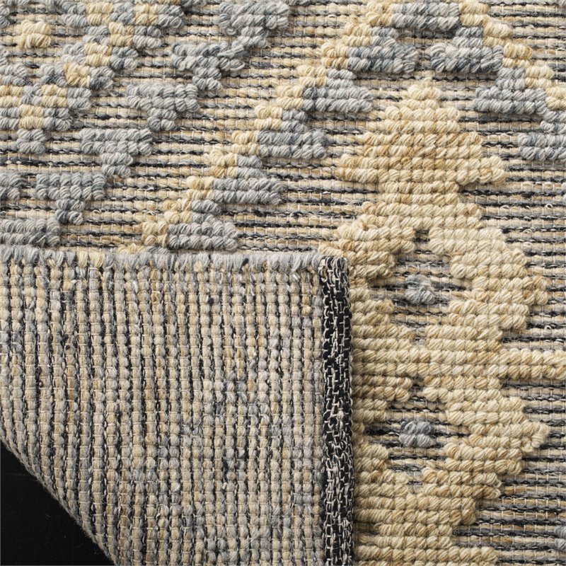 Safavieh Kenya 5' x 8' Hand Knotted Shag Wool Rug in Gray and Gold